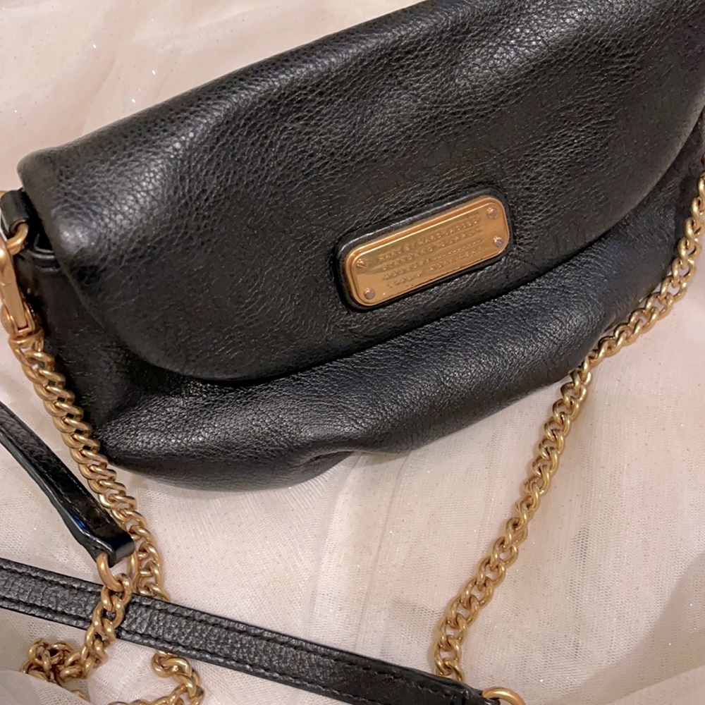 Marc by Marc Jacobs Black Leather Cross Body with Gold chain